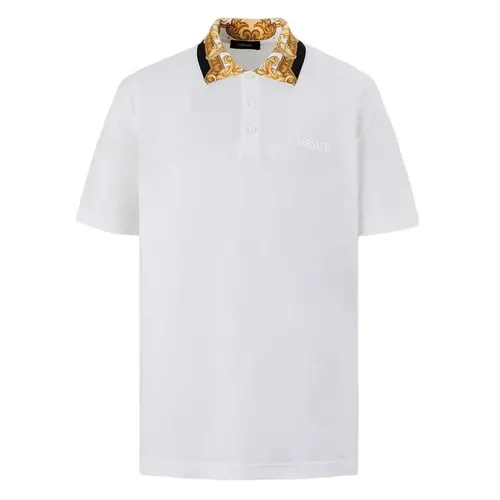 Áo Polo Nam Versace White Logo Polo Shirt 1012260 Màu Trắng Size S