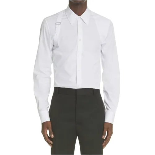 Alexander Mcqueen - Áo Sơ Mi Nam Alexander Mcqueen Harness Stretch Poplin Button Up Shirt White Màu Trắng Size 14+ - Vua Hàng Hiệu