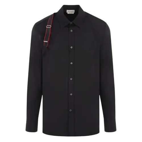 Alexander Mcqueen - Áo Sơ Mi Nam Alexander Mcqueen With Strap Detail 615271 QRN44 1000 Black Màu Đen Size 14+ - Vua Hàng Hiệu