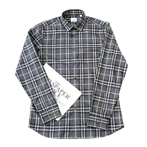 Thời trang Xám Áo sơ mi - Áo Sơ Mi Nam Burberry Grey Long Sleeve Vintage Check Shirt Màu Xám Size S - Vua Hàng Hiệu