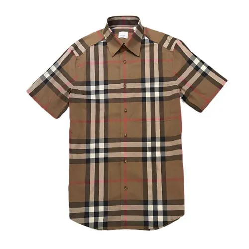 Áo Sơ Mi Nam Burberry With Vintage Brown 8084291 Màu Nâu Kẻ Size S