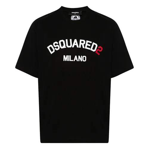 DSquared2 Áo thun - Áo Thun Nam DSquared2 Cotton T-Shirt With Printed Logo Màu Đen Size S - Vua Hàng Hiệu