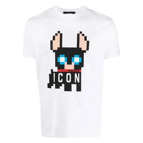 Áo Thun Nam Dsquared2 White With Icon Logo Printed Tshirt S79GC0073 Màu Trắng Size M 