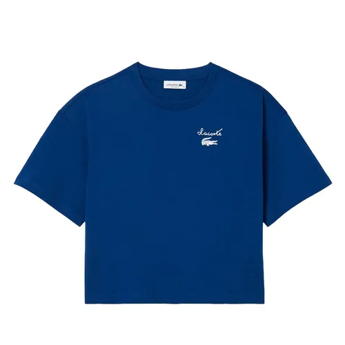 Thời trang Xanh dương Áo thun - Áo Thun Nữ Lacoste Women's Cotton Logo T-Shirt TF2523 51 HBM Màu Xanh Dương Size 32 - Vua Hàng Hiệu
