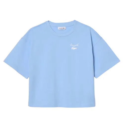 Thời trang - Áo Thun Nữ Lacoste Women's Cotton Logo T-Shirt TF2523 51 HBP Màu Xanh Nhạt Size 32 - Vua Hàng Hiệu