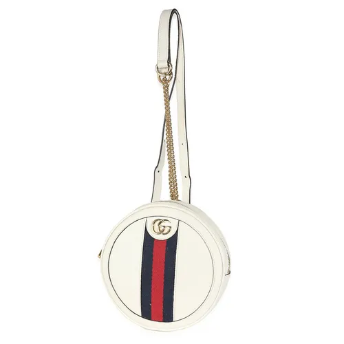 Túi xách Gucci Balo - Balo Nữ Gucci White Calfskin Ophidia Mini Round Backpack Màu Trắng - Vua Hàng Hiệu