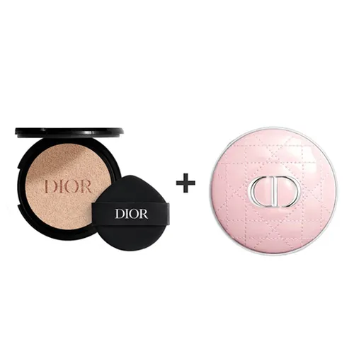 Combo Lõi Phấn Nước + Vỏ Hộp Dior Forever Cushion Pink Cannage Màu Hồng Tone 1N Neutral