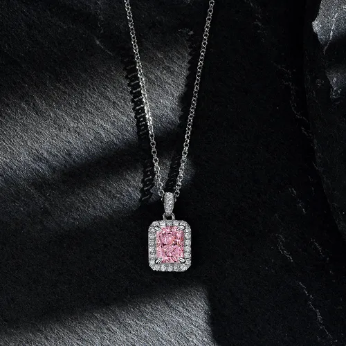 Trang sức Lili Jewelry - Dây Chuyền Nữ Lili Jewelry Đính Đá Carbon Tổng Hợp Isolde LILI_263715 Màu Hồng Bạc - Vua Hàng Hiệu