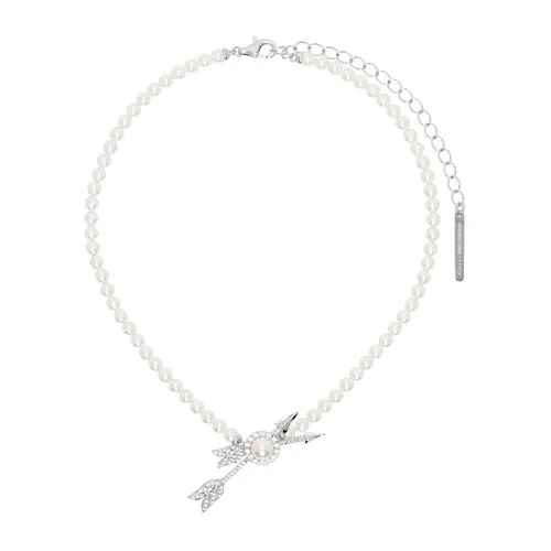 Shushu/Tong - Dây Chuyền Nữ Shushu/Tong Double Arrow Pave Double Pearl Necklace Màu Trắng Bạc - Vua Hàng Hiệu