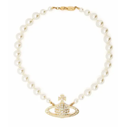 Dây Chuyền Nữ Vivienne Westwood Bas Relief Pearl-Chain Choker Màu Vàng - Trang sức - Vua Hàng Hiệu