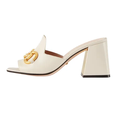 Dép Cao Gót Nữ Gucci Women's Sandal With Horsebit ‎655412-BKO00-9022 Màu Trắng Kem Size 38 - Dép - Vua Hàng Hiệu