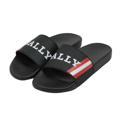 Bally - Dép Nam Bally Striped Logo Pool Slides Sandals Màu Đen Size 41 - Vua Hàng Hiệu