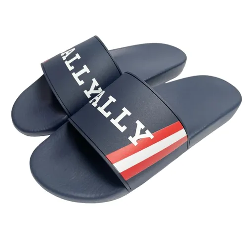 Bally - Dép Nam Bally Striped Logo Pool Slides Sandals Màu Xanh Navy Size 41 - Vua Hàng Hiệu