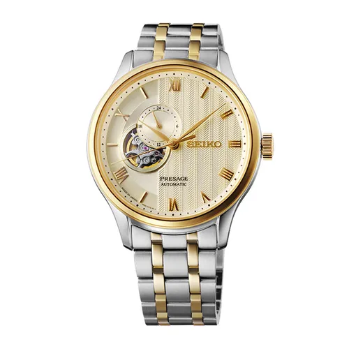 Đồng hồ Nam Vàng - Bạc Thép không gỉ - Đồng Hồ Nam Seiko Presage Japanese Zen Gardens Watch SSA464J1 Màu Bạc/Vàng Gold - Vua Hàng Hiệu