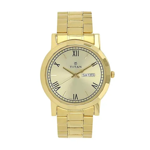 Đồng Hồ Nam Titan Quartz Stainless Steel Watch 1644YM03 Màu Vàng Champagne