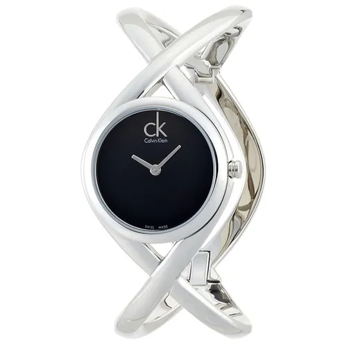Đồng hồ - Đồng Hồ Nữ Calvin Klein Enlace Black Dial Stainless Steel Bangle Ladies Watch K2L24102 Màu Bạc Đen - Vua Hàng Hiệu