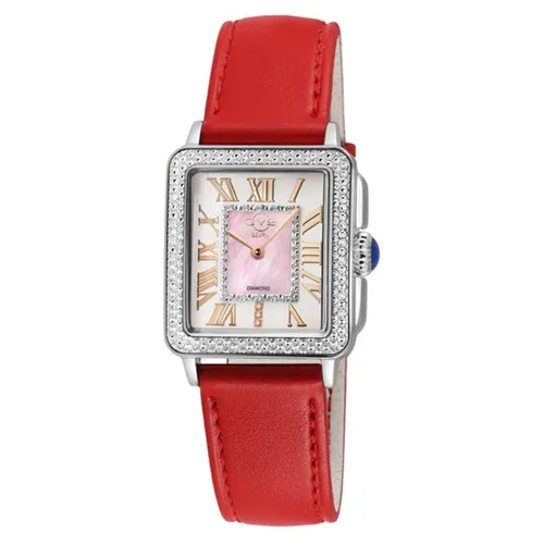 Đồng hồ - Đồng Hồ Nữ GV2 By Gevril Padova Diamond Vegan Strap 12302-V8 Màu Đỏ (Tặng Kèm Dây Da Bê Hồng) - Vua Hàng Hiệu