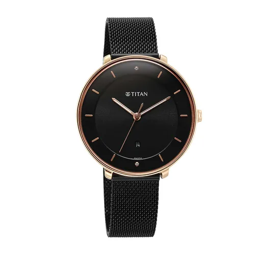 Đồng Hồ Nữ Titan Black Dial Analog Watch 2651KM03 Màu Đen