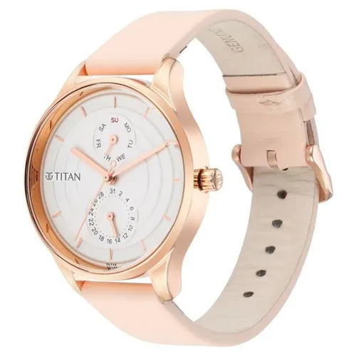 Đồng Hồ Nữ Titan Neo Workdays Silver Dial With Leather 2670WL06 Màu Hồng Trắng
