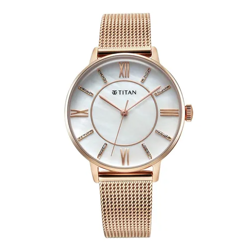 Đồng hồ - Đồng Hồ Nữ Titan Quartz Analog Mother Of Pearl Dial Rose Gold Watch 95248WM02 Màu Vàng Hồng - Vua Hàng Hiệu
