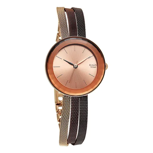 Đồng Hồ Nữ Titan Raga Delight Quartz Analog Watch 95153KM01 Màu Vàng Hồng