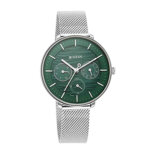 Đồng Hồ Nữ Titan Workwear Green Dial Analog Watch 2651SM02 Màu Bạc Xanh