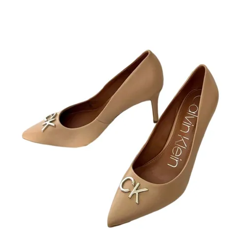 Giày Cao Gót Calvin Klein Greta CK Desert Sand Napa Màu Nude Size 8.5
