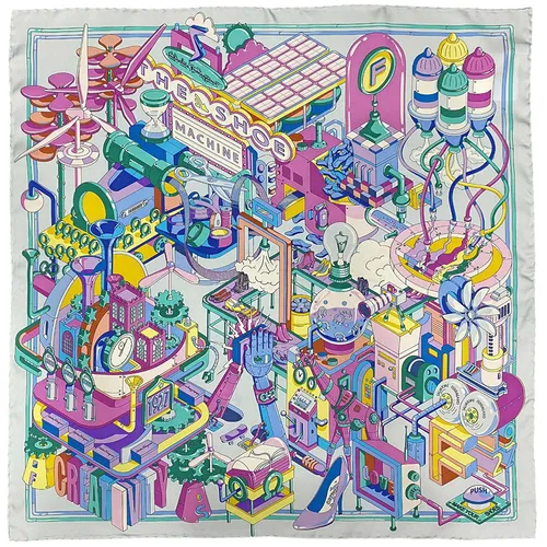 Thời trang Salvatore Ferragamo - Khăn Lụa Nữ Salvatore Ferragamo Silk Graphic-print Scarf 90x90cm Màu Xanh Nhạt - Vua Hàng Hiệu