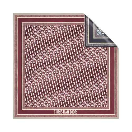 Thời trang Dior - Khăn Nữ Dior Oblique Diortwin 90 Square Scarf 15DOB090I600 C341 Màu Đỏ Phối Xanh N-QL - Vua Hàng Hiệu