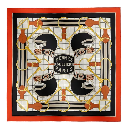 Khăn Nữ Hermès Tatersale Forever Scarf 90 H001657SV01 Màu Đen - Đỏ