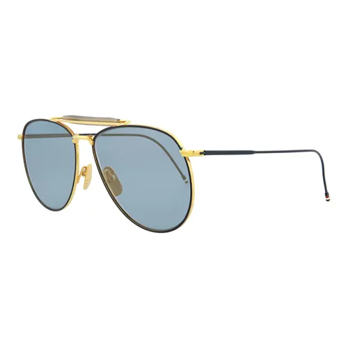 Thom Browne - Kính Mát Unisex Thom Browne Pilot Frame Sunglasses TB015LTD NVY GLD62 Màu Xanh Vàng - Vua Hàng Hiệu