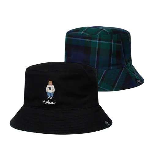 Mũ nón WHOAU - Mũ WHOAU Steve Reversible Bucket Hat WHACD4932A-00 Hai Mặt Màu Đen/Kẻ Xanh Lá - Vua Hàng Hiệu
