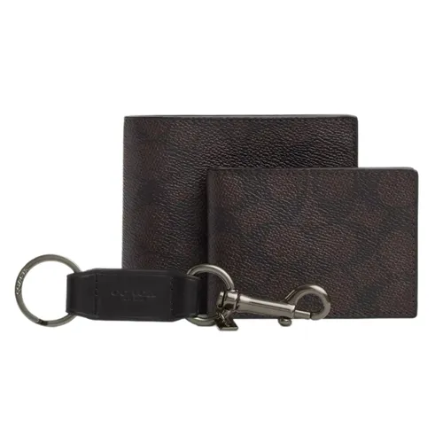 Set Ví Coach 3 In 1 Wallet Gift Set In Signature Canvas CW344 Màu Đen Nâu