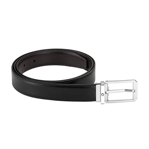 Thắt lưng Nam Đen, nâu Da cao cấp - Thắt Lưng Nam Montblanc Slim Cut Black/Brown 30mm Màu Nâu Đen - Vua Hàng Hiệu