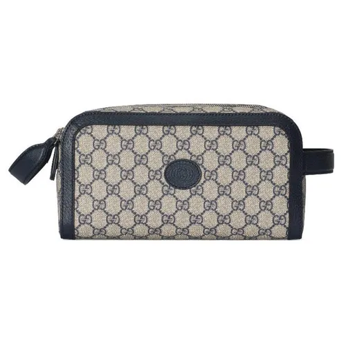 Gucci Túi cầm tay - Túi Cầm Tay Nữ Gucci Women's Toiletry Case Interlocking Beige Blue Supreme 730116K9GSN4075 Màu Be Xanh - Vua Hàng Hiệu