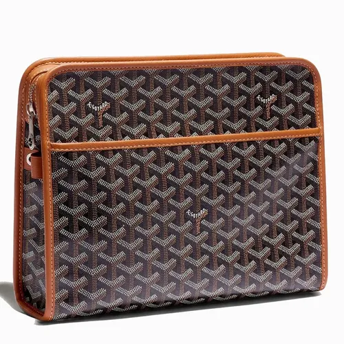 Túi Cầm Tay Unisex Goyard Jouvence MM Toiletry Bag Black & Tan Màu Đen Nâu N-QL - Túi xách - Vua Hàng Hiệu