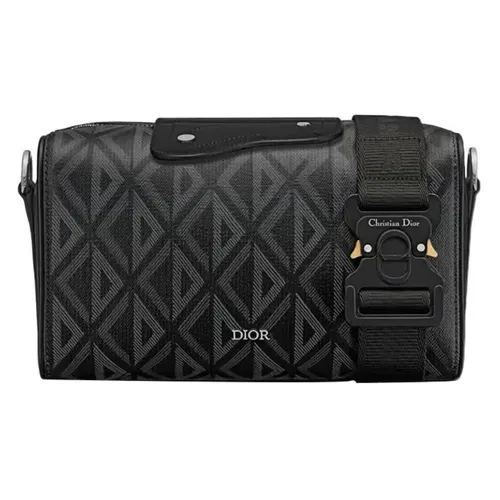 Túi Đeo Chéo Nam Dior Lingot Black CD Diamond Canvas Crossbody Bag XKDO249CDP H43E Màu Đen - Túi xách - Vua Hàng Hiệu