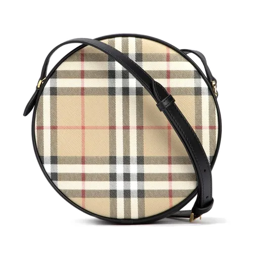 Burberry - Túi Đeo Chéo Nữ Burberry Vintage Check And Leather Louise Crossbody Bag 80580051 Màu Be Đen D-HH - Vua Hàng Hiệu
