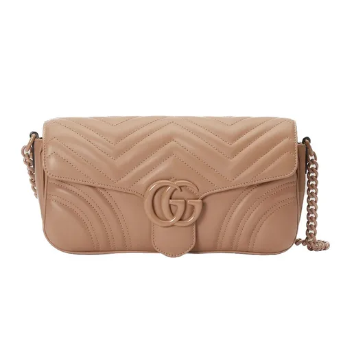 Túi Đeo Chéo Nữ Gucci GG Marmont Matelasse Shoulder Bag Rose Pink Màu Hồng Sữa