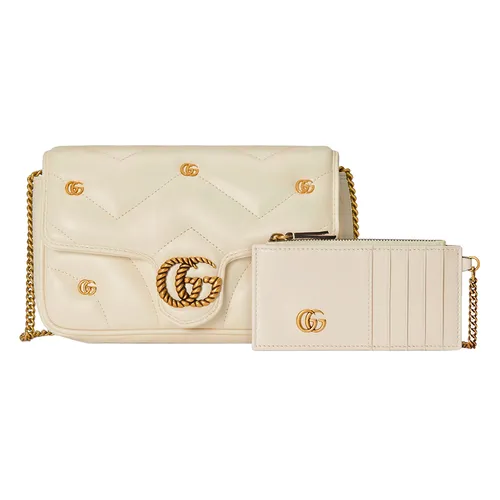 Túi Đeo Chéo Nữ Gucci GG Marmont Mini Shoulder Bag Màu Trắng Kem (Kèm Ví Đựng Thẻ) - Túi xách - Vua Hàng Hiệu