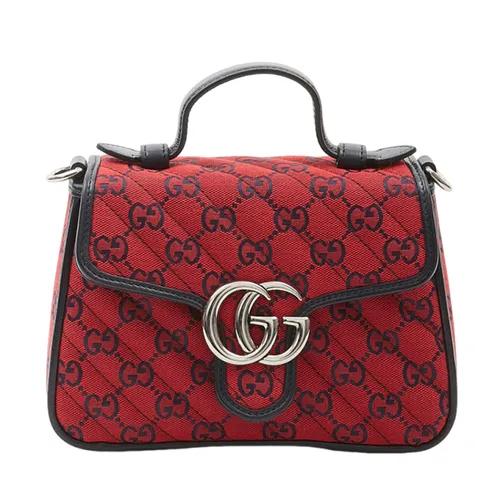 Túi Đeo Chéo Nữ Gucci GG Monogram Marmont Mini Satchel Màu Đỏ - Túi xách - Vua Hàng Hiệu