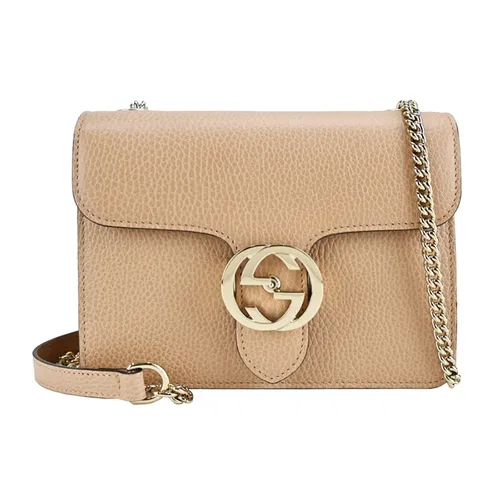 Túi xách Camel - Túi Đeo Chéo Nữ Gucci Interlocking Leather Chain Crossbody Bag Màu Camel - Vua Hàng Hiệu