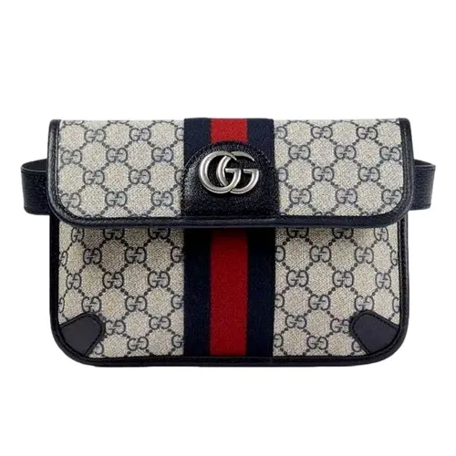Túi Đeo Hông Nam Gucci Ophidia Supreme Flap Belt Bag Màu Xanh Xám