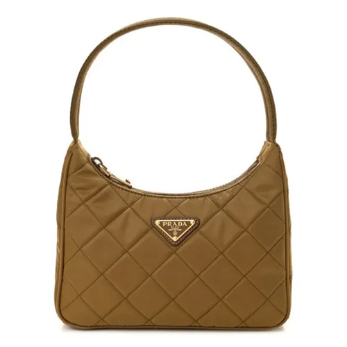Túi Đeo Vai Nữ Prada Contenitore Maniglia Tessutu Nylon Quilted Shoulder Bag Màu Vàng - Túi xách - Vua Hàng Hiệu