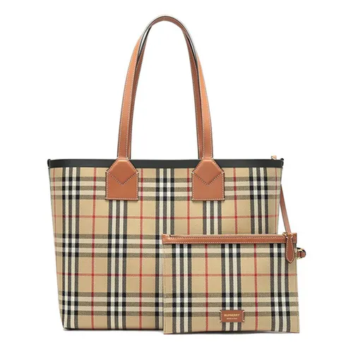Burberry - Túi Tote Nữ Burberry London Check Plaid Small 2PC Tote Bag Màu Be Kẻ D-PA - Vua Hàng Hiệu