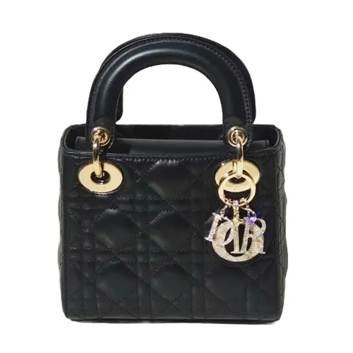 Túi xách - Túi Xách Tay Nữ Dior Mini Bag Cannage Lambskin Charm Màu Đen - Vua Hàng Hiệu
