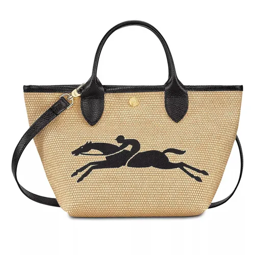 Túi xách - Túi Xách Tay Nữ Longchamp Le Panier Pliage 10144HZB 001 Handbag Màu Đen Be - Vua Hàng Hiệu