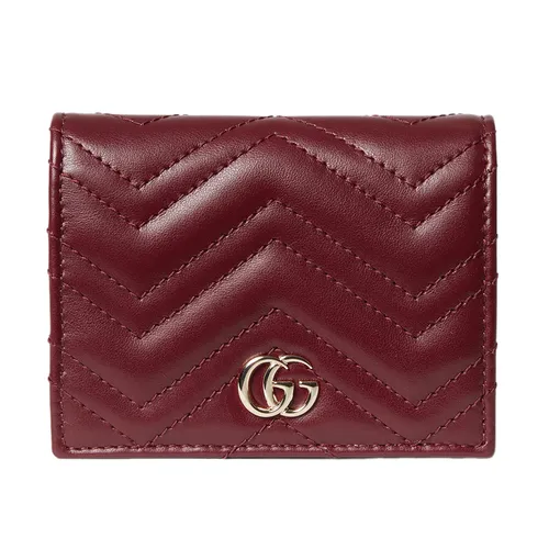 Ví Đựng Thẻ Nữ Gucci GG Marmont Card Case Wallet 466492 DTDHV 6207 Màu Đỏ Đậm