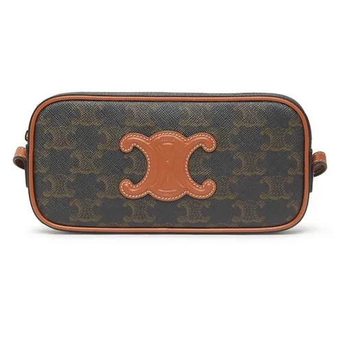Túi xách Celine - Túi Đeo Vai Nữ Celine Pre Owned Brown Shoulder Bag Màu Nâu Đen - Vua Hàng Hiệu