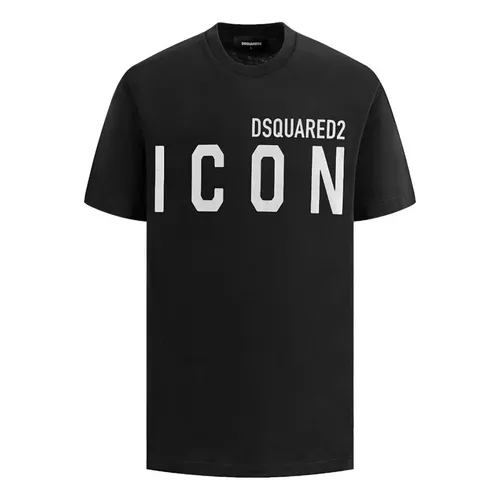 Áo Phông Nam Dsquared2 Black Logo ICON Silver Printed S79GC0068 S23009 970 Màu Đen Size S - Thời trang - Vua Hàng Hiệu